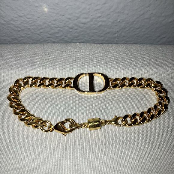 Accessory Bracelet Unisex Christian Dior 30 Montaigne Gold Plated 7” No Returns - Picture 3 of 4